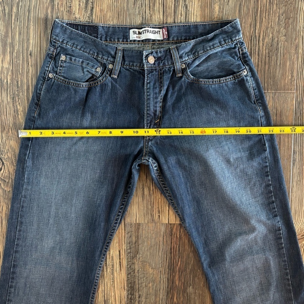 Levi’s 514 Slim Straight Jeans Mens 33 x 32 Dark Wash Blue Denim - Picture 7 of 11